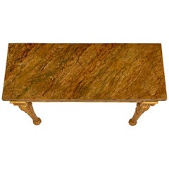 Italian 18th Century Louis XVI Period Giltwood & Faux Painted Marble Console