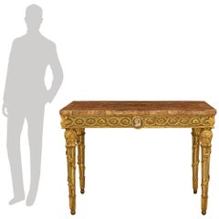 An Italian 18th century patinated Wood, Giltwood, Marble and Mecca console