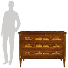 An Italian 18th century Louis XVI Period Walnut, Fruitwood and Bronze commode