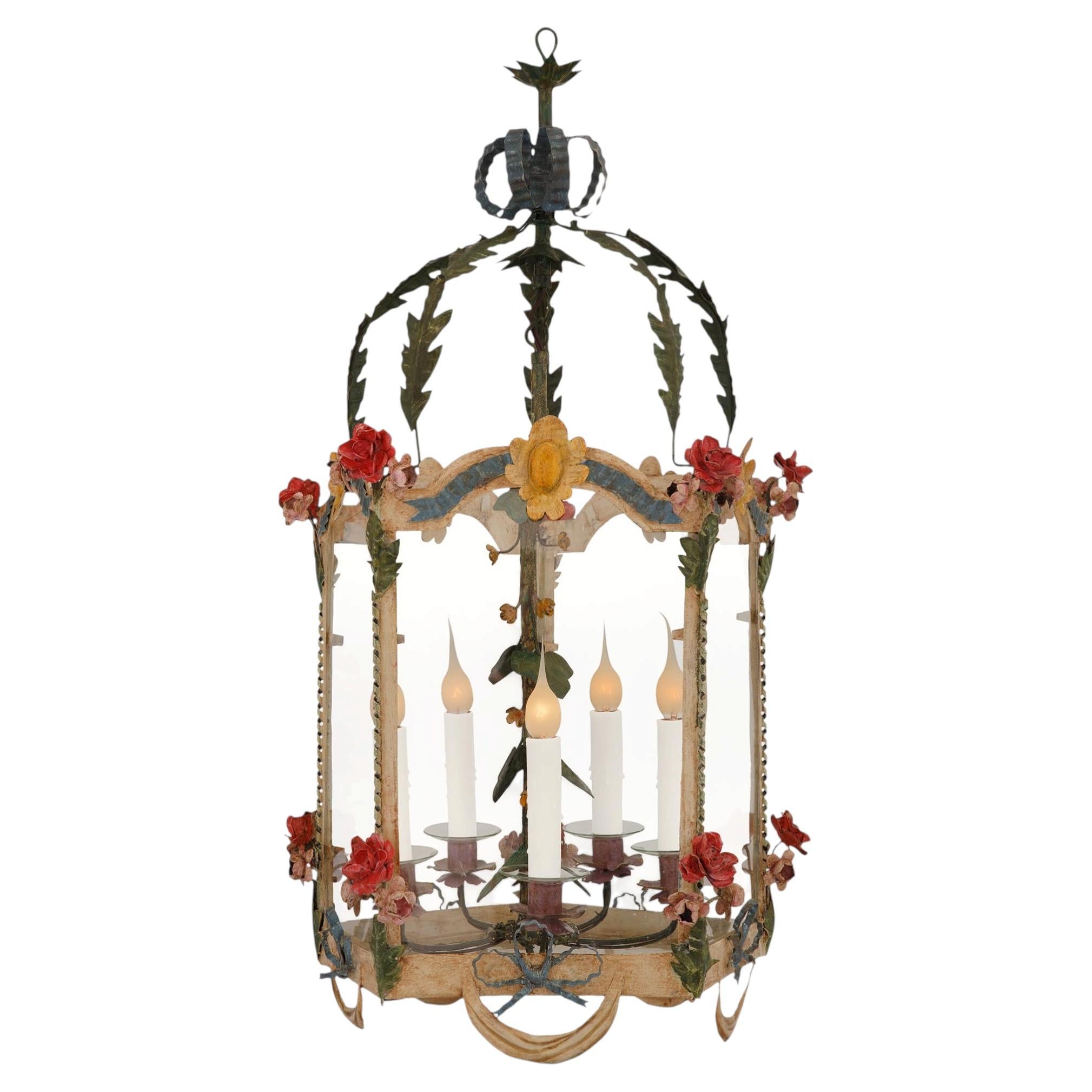 Eine italienische Laterne aus dem 18. Jahrhundert, Louis XVI, aus Tole und Glas