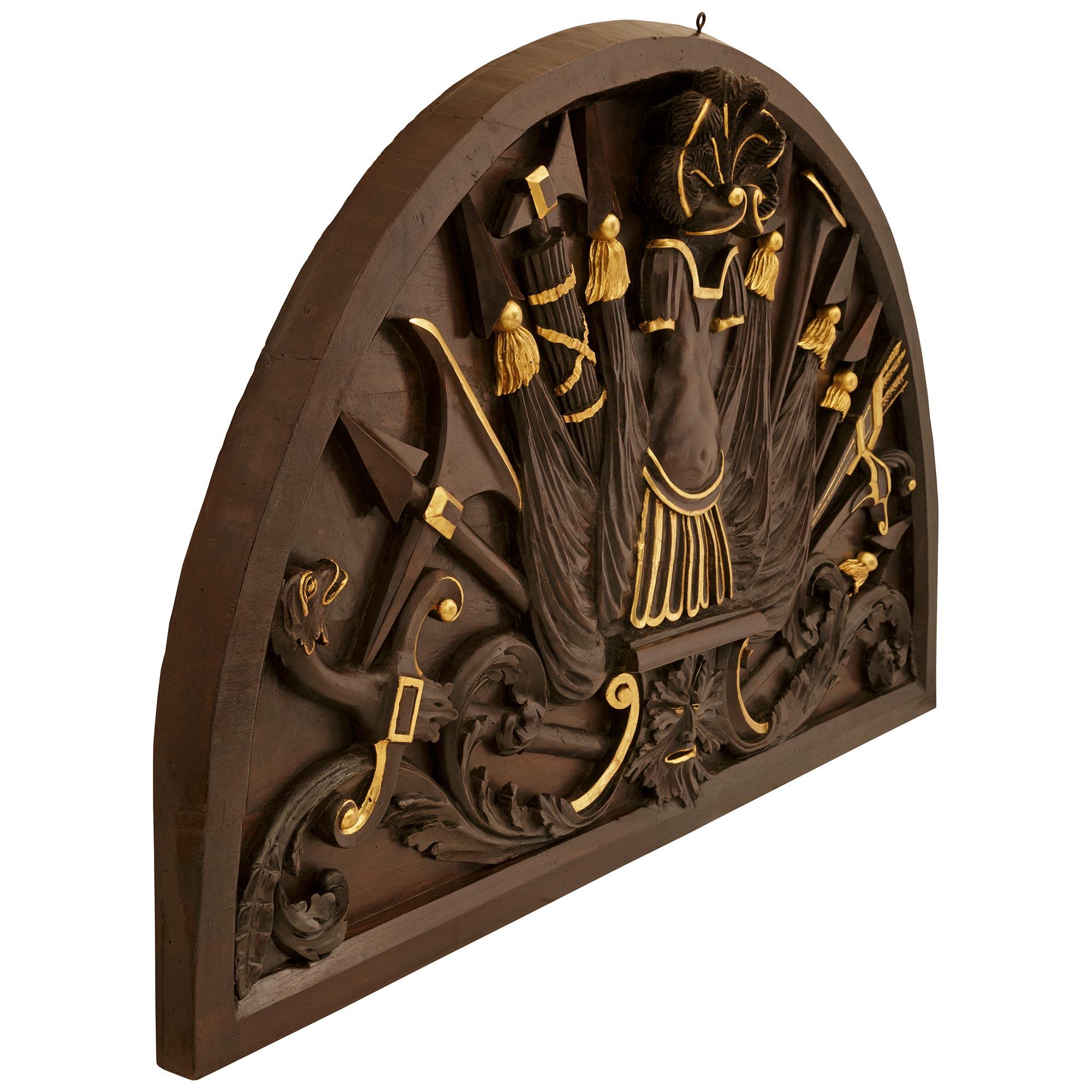 Neoclassical An Italian 18th century Neo-Classical st. patinated Wood and Giltwood plaque. For Sale