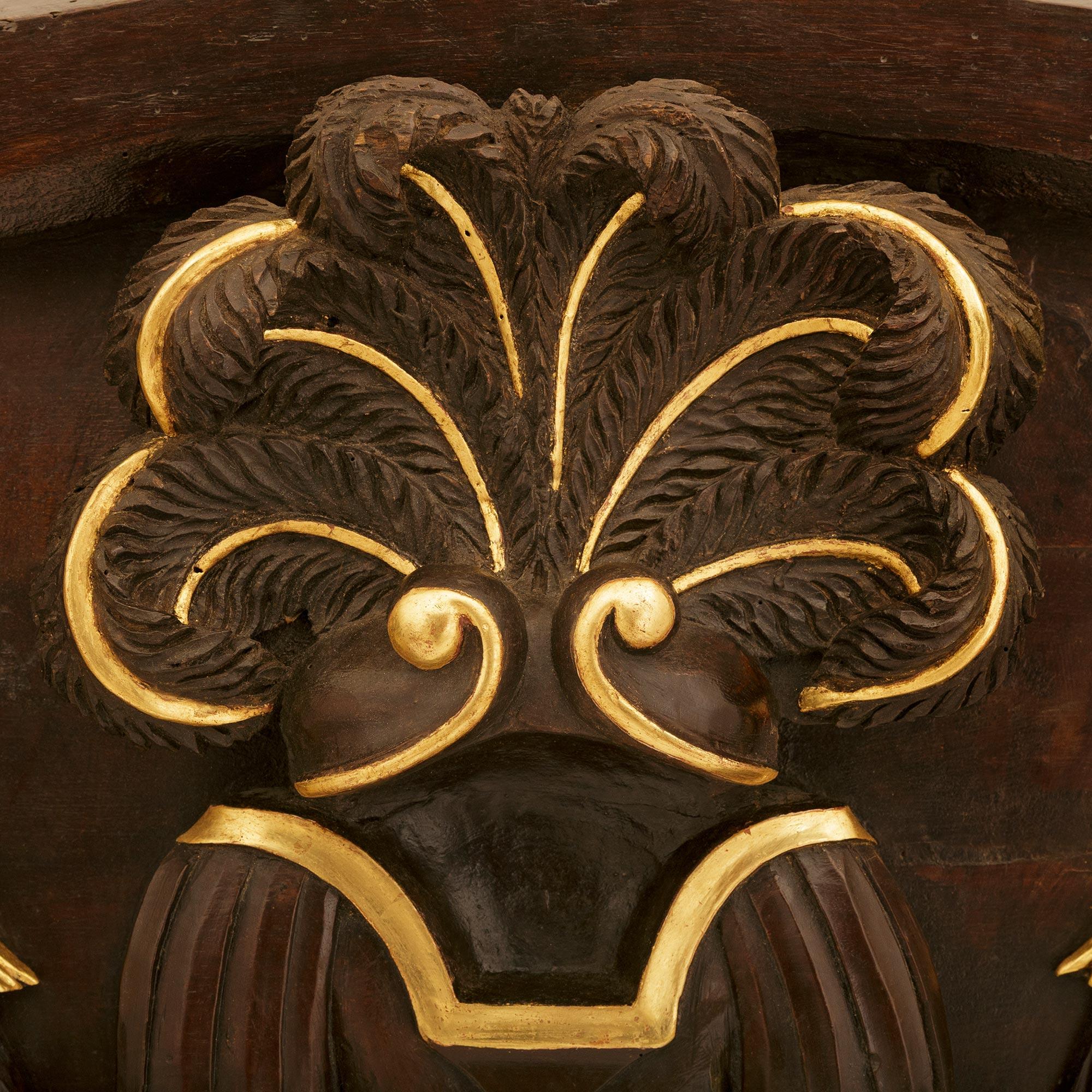 Hand-Carved An Italian 18th century Neo-Classical st. patinated Wood and Giltwood plaque. For Sale