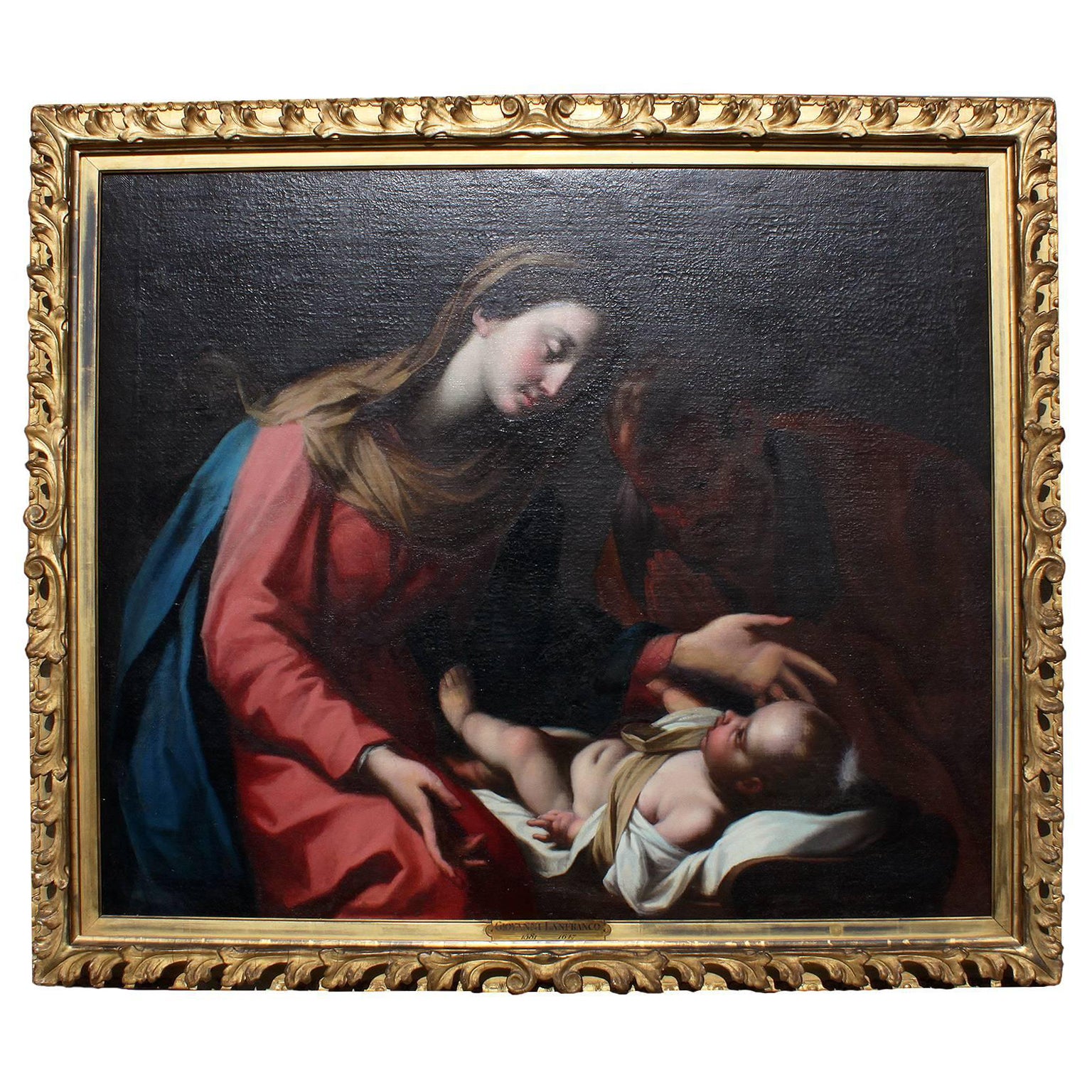 Une « Vierge à l'Enfant » italienne du XVIIIe siècle, huile sur toile, d'après Giovanni Lanfranco