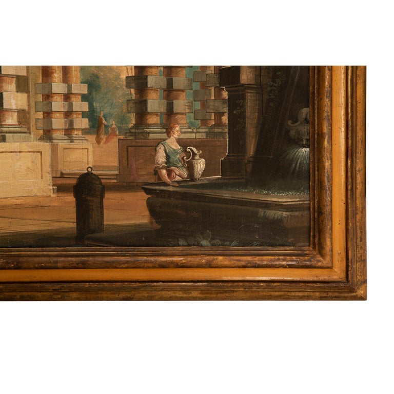 Italian 18th Century Tempera on Canvas Roman Painting For Sale at 1stdibs