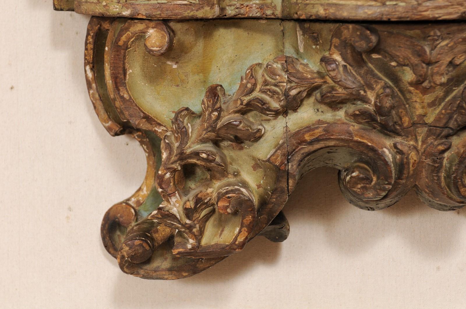 18th Century and Earlier Italian 18th Century Wall Carved Fragment Shelf