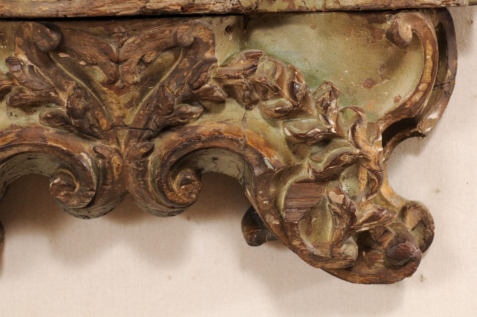 Wood Italian 18th Century Wall Carved Fragment Shelf