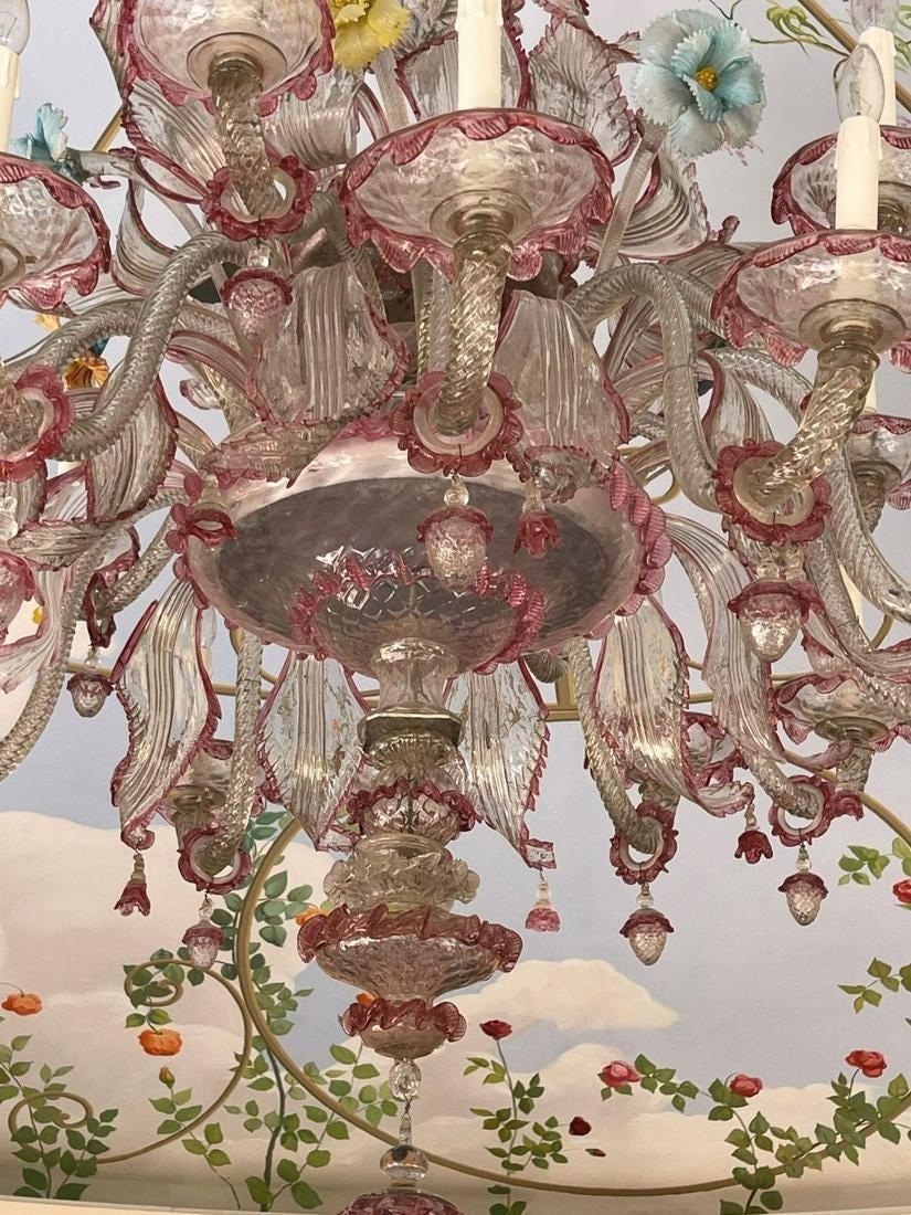 Italian 19/20th C. Murano Glass and Polychrome Multi-Tier 16 Arm Chandelier For Sale 5