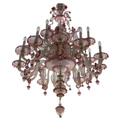 Antique Italian 19/20th C. Murano Glass and Polychrome Multi-Tier 16 Arm Chandelier