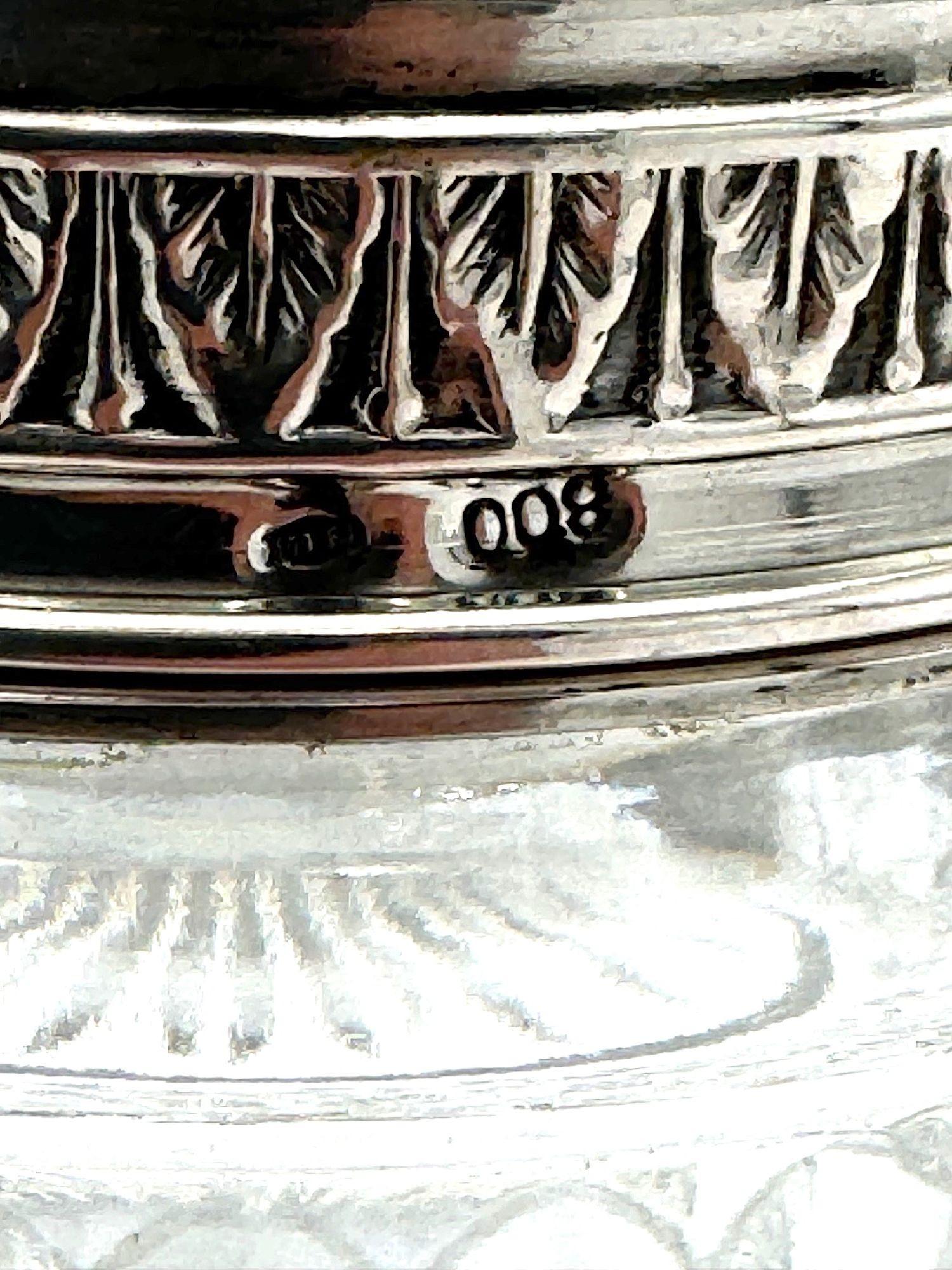 Argent Shaker italien des années 1940 en cristal Florentine et argent par Italo Gori. en vente