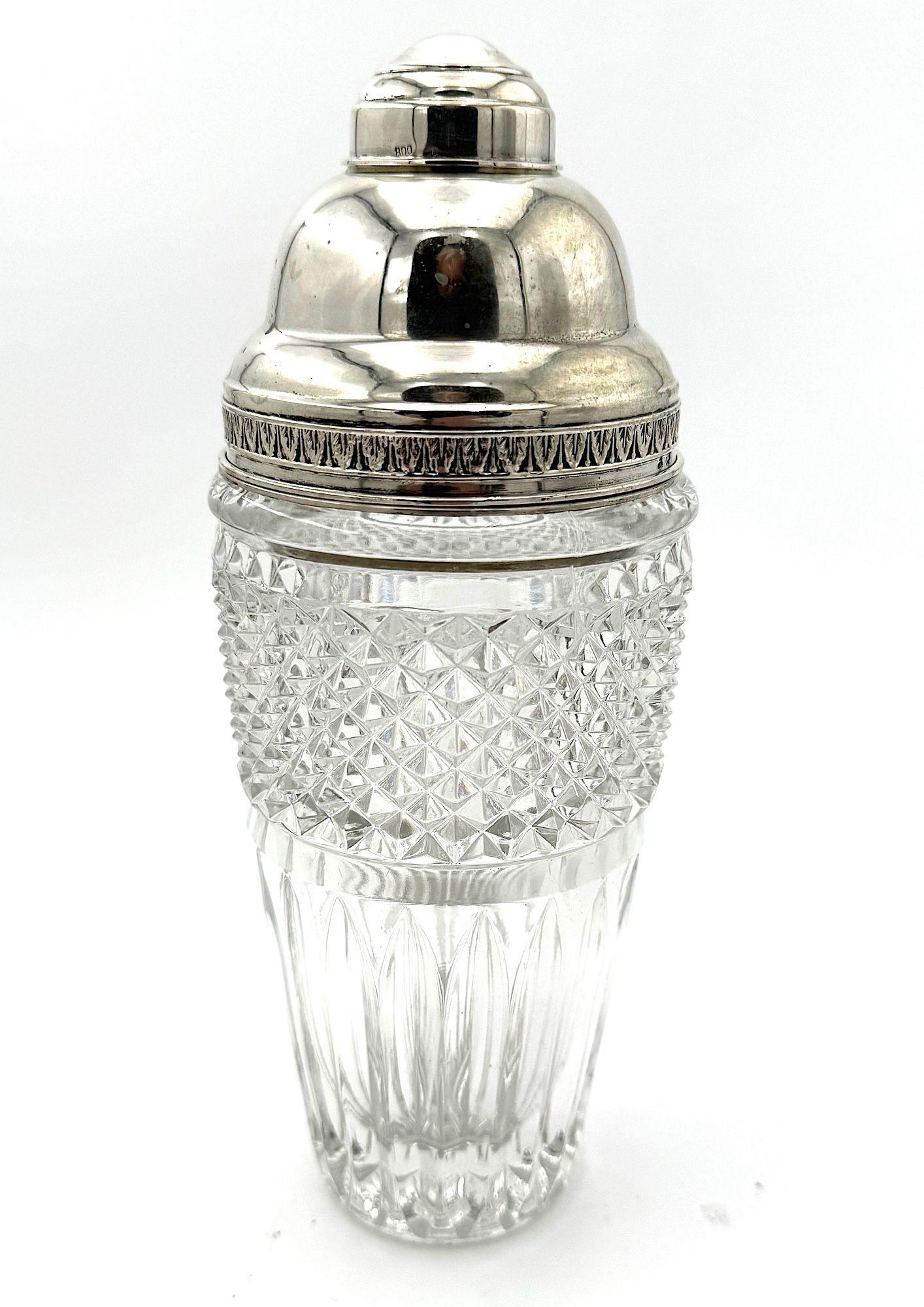 Shaker italien des années 1940 en cristal Florentine et argent par Italo Gori. en vente 1