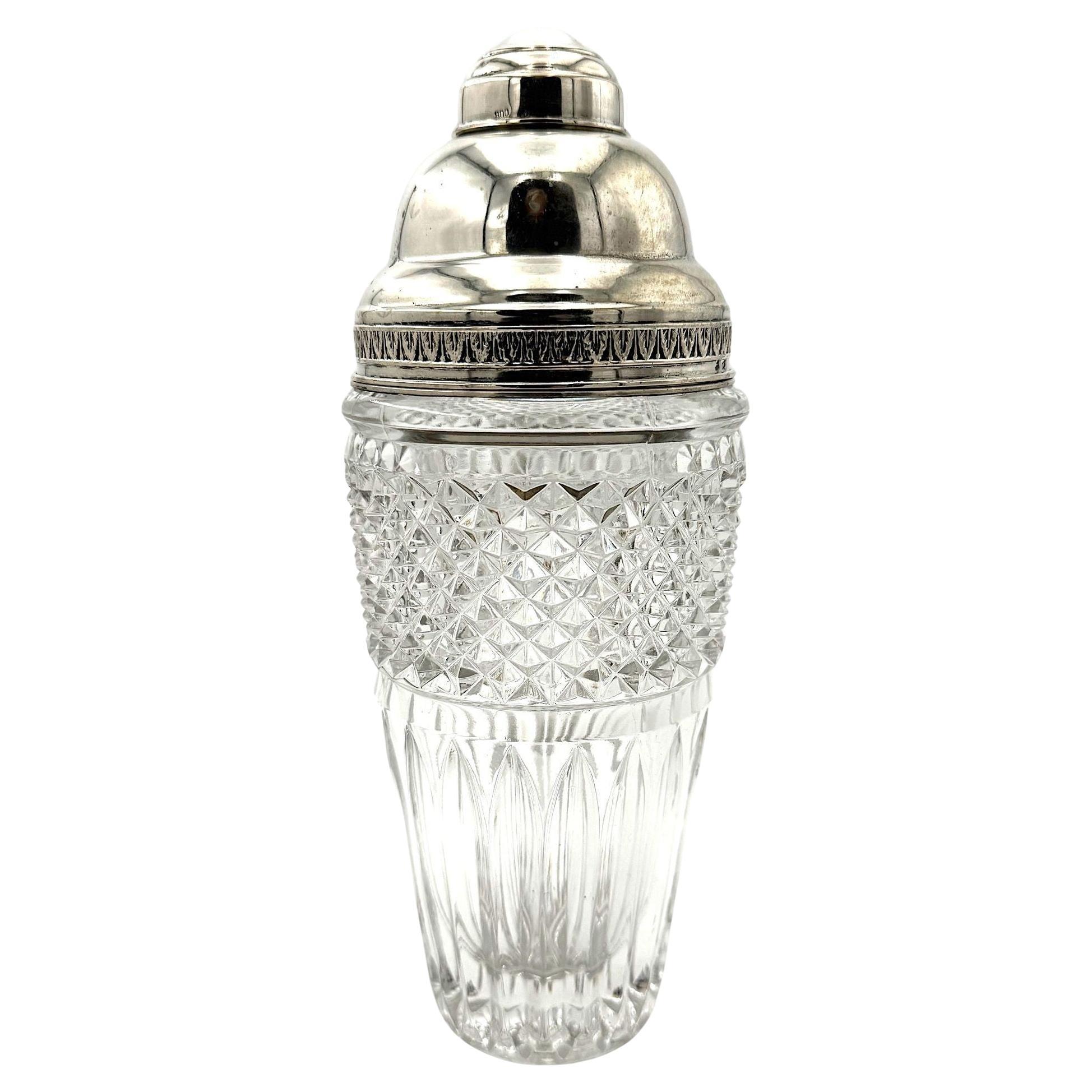 Shaker italien des années 1940 en cristal Florentine et argent par Italo Gori. en vente