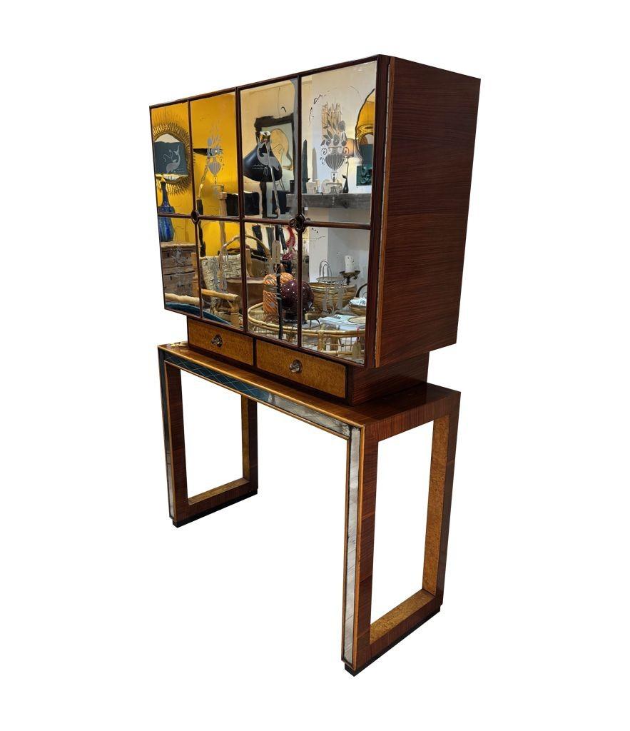 An Italian 1940s mirrored maple wood bar cabinet by Osvaldo Borsani For Sale 5