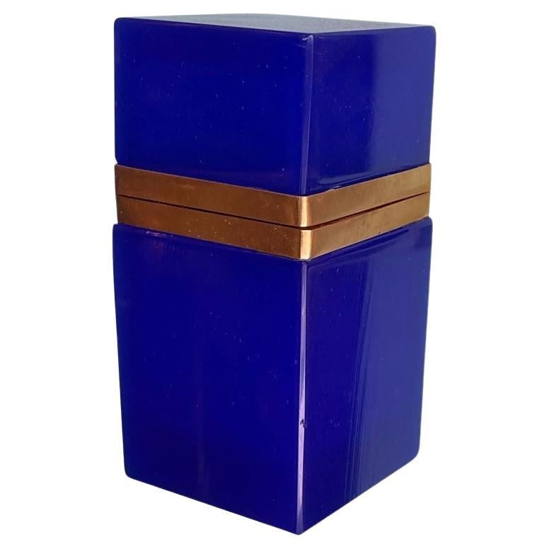 An Italian 1950s cobalt blue Murano glass hinged lidded box by Giovanni Cenedese For Sale