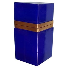 Boîte à couvercle à charnière en verre de Murano bleu cobalt des années 1950 par Giovanni Cenedese