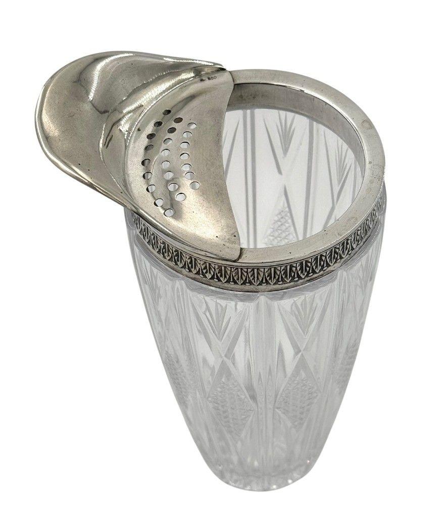 Carafe à cocktail italienne en argent et cristal des années 1950 avec cuillère à mélange en nickel en vente 5