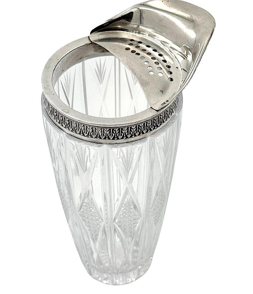 Carafe à cocktail italienne en argent et cristal des années 1950 avec cuillère à mélange en nickel en vente 7