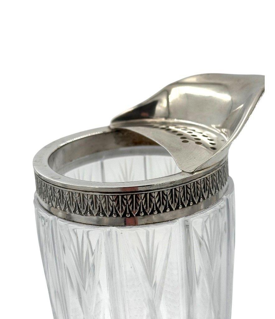 Carafe à cocktail italienne en argent et cristal des années 1950 avec cuillère à mélange en nickel en vente 8