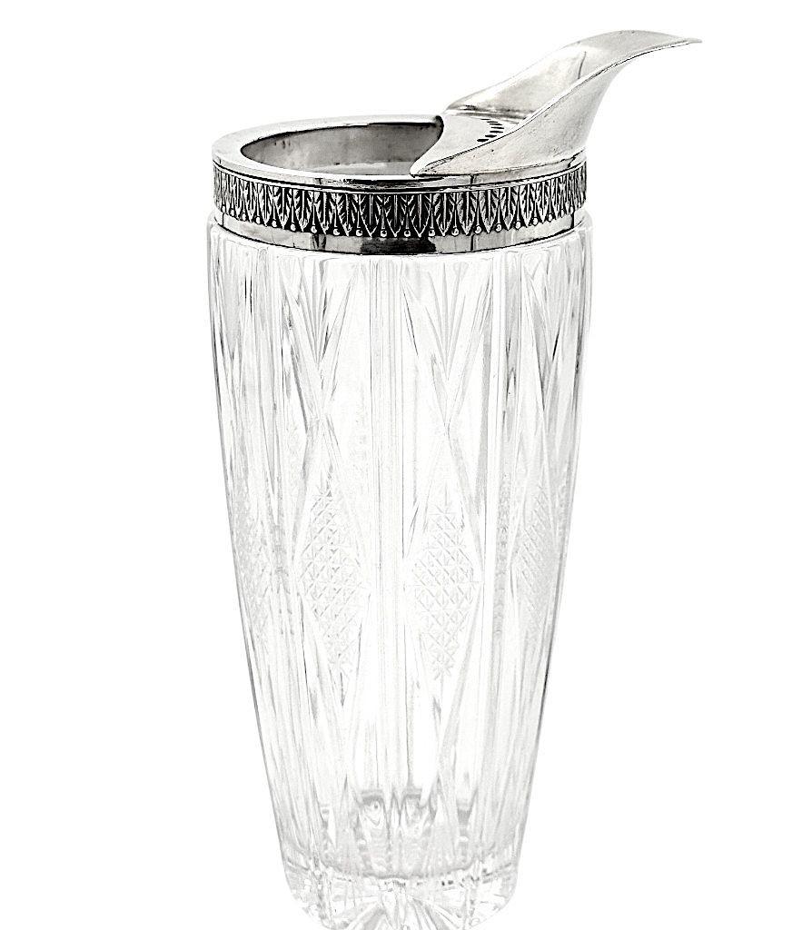 Carafe à cocktail italienne en argent et cristal des années 1950 avec cuillère à mélange en nickel en vente 1