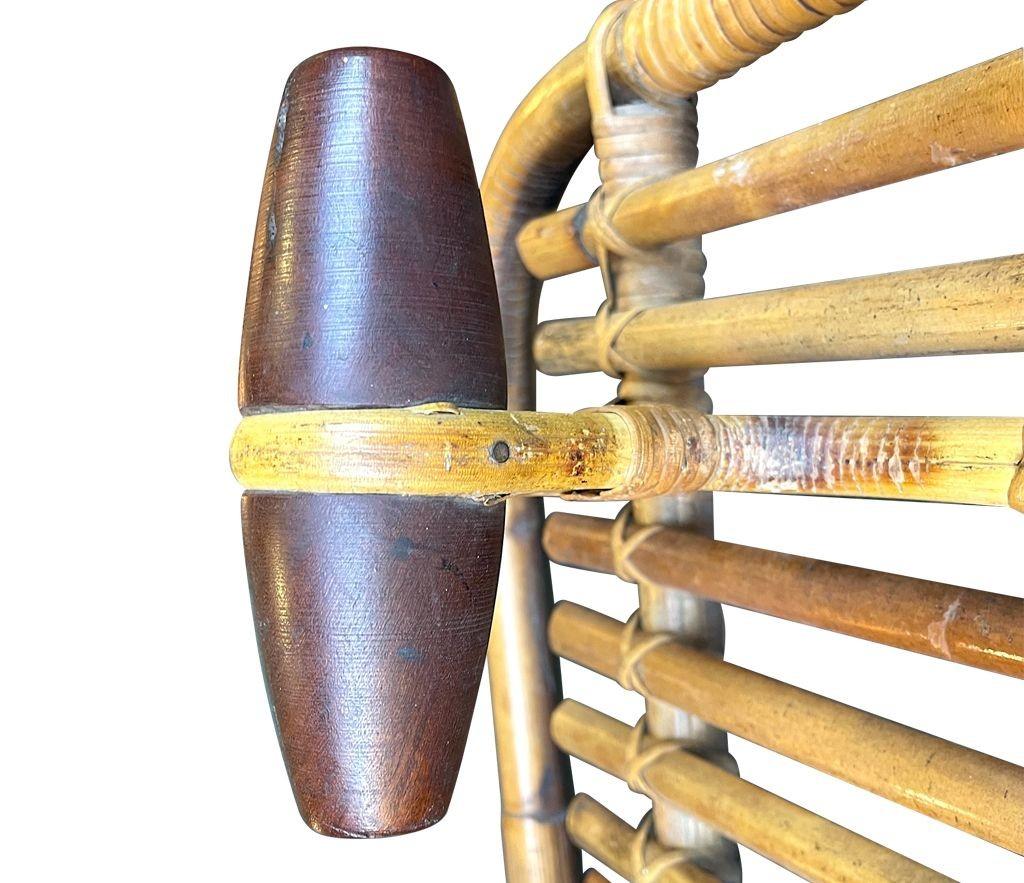 Bamboo An Italian 1950's split cane bamboo and rattan coat hook by Olaf Von Bohr For Sale