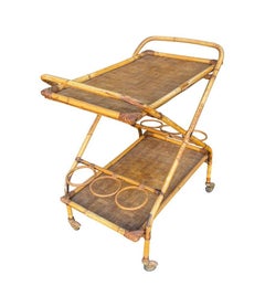 An Italian 1960s Bamboo Bart Trolley In The Style Of Tito Agnoli