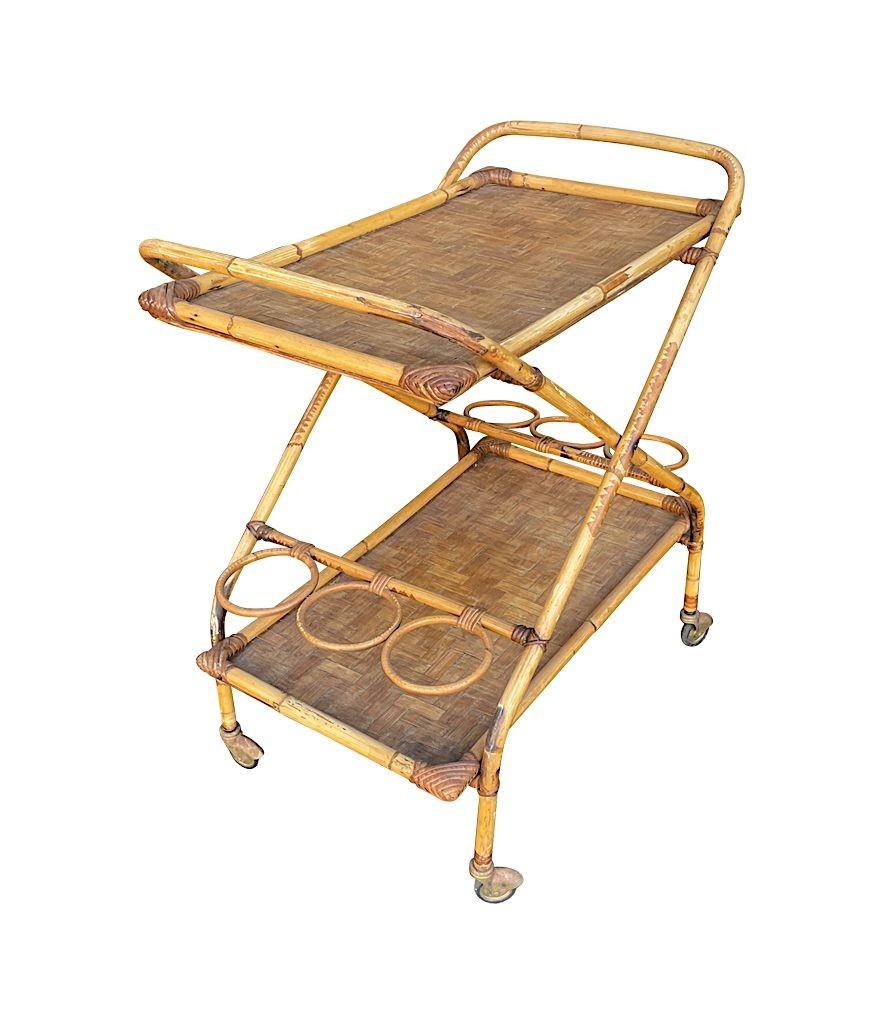 An Italian 1960s Bamboo Bart Trolley In The Style Of Tito Agnoli 4