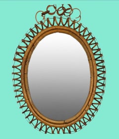 Un espejo italiano de los años 60 con marco de bambú en espiral, de Franco Albini para Bonacina