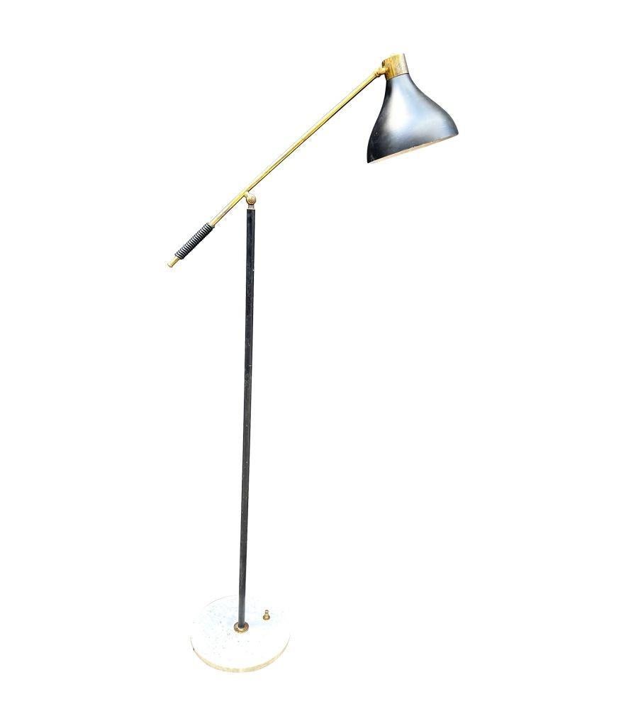 Lampada da terra regolabile in marmo, ottone e smalto nero, Stilux, anni '60. in vendita 6