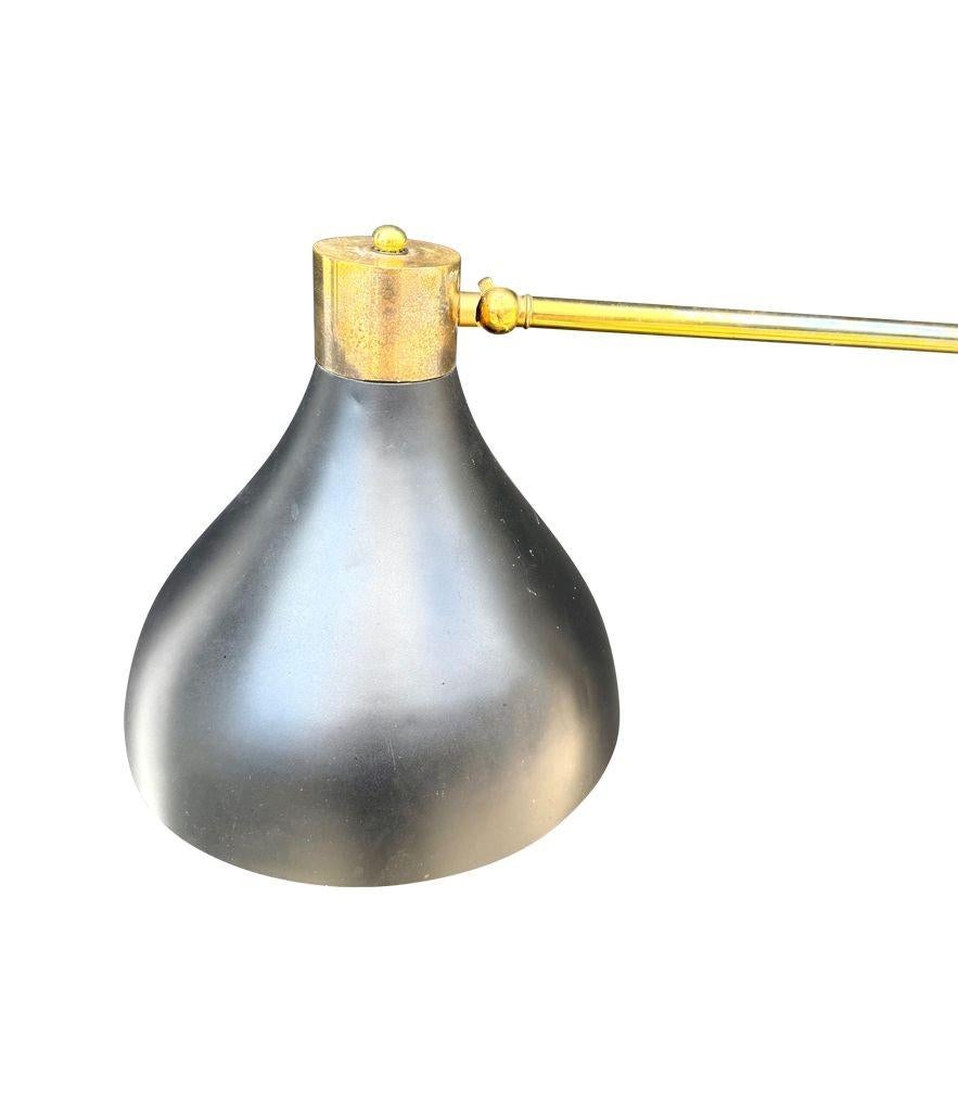 Lampada da terra regolabile in marmo, ottone e smalto nero, Stilux, anni '60. in vendita 7
