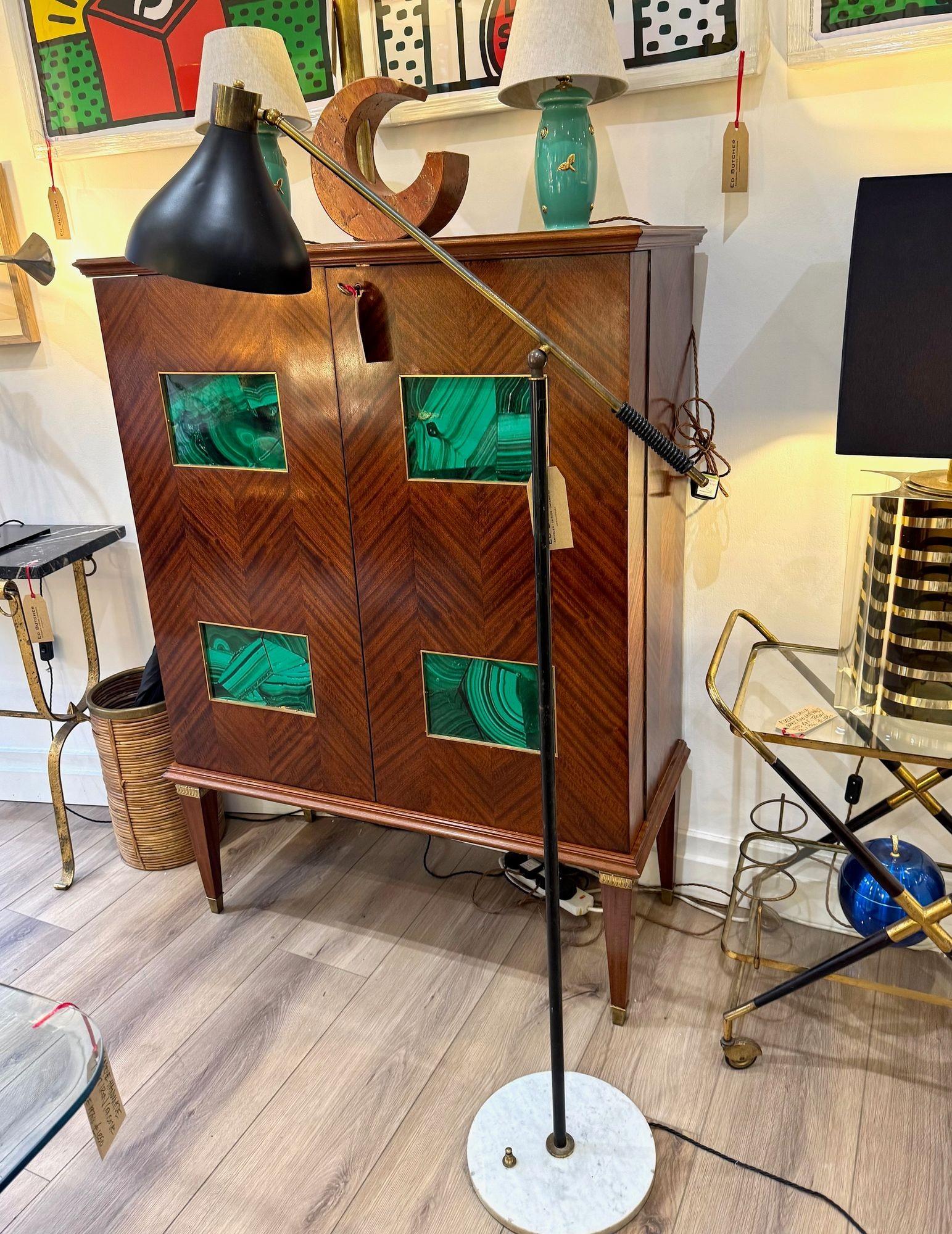 Lampada da terra regolabile in marmo, ottone e smalto nero, Stilux, anni '60. in vendita 14