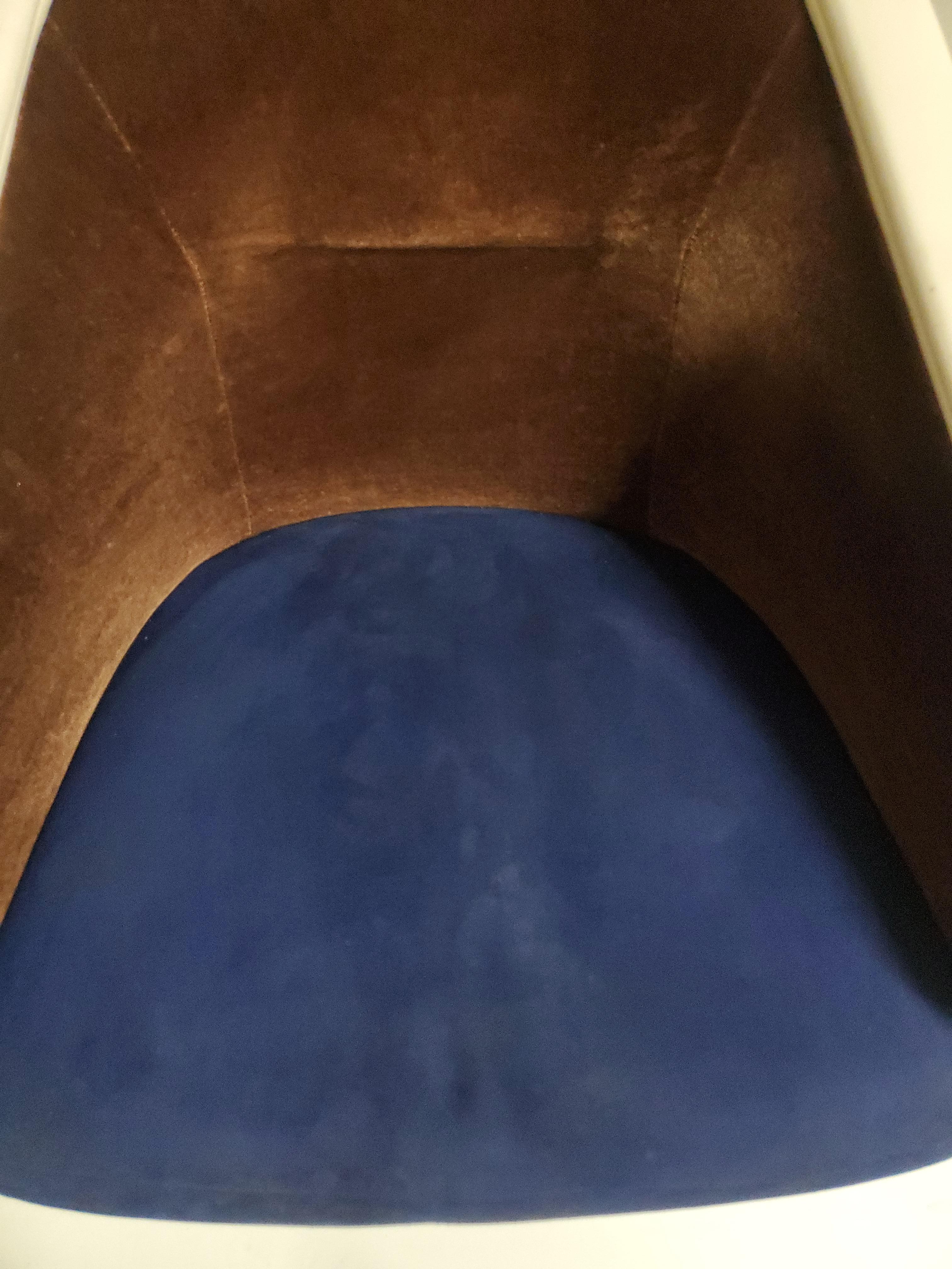An Italian 1960's Colber International suede + mohair club /arm / side chair For Sale 5