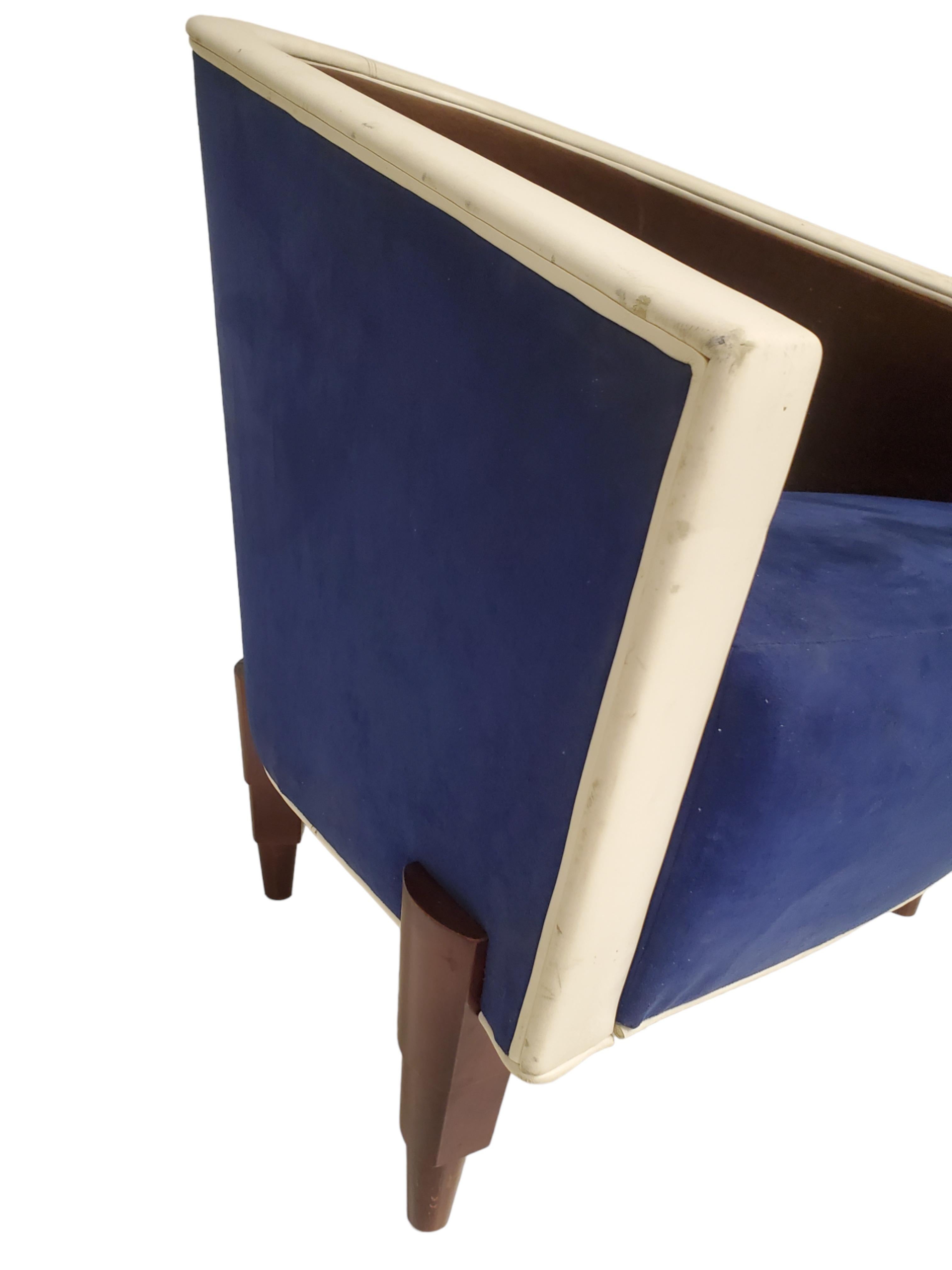 An Italian 1960's Colber International suede + mohair club /arm / side chair For Sale 8