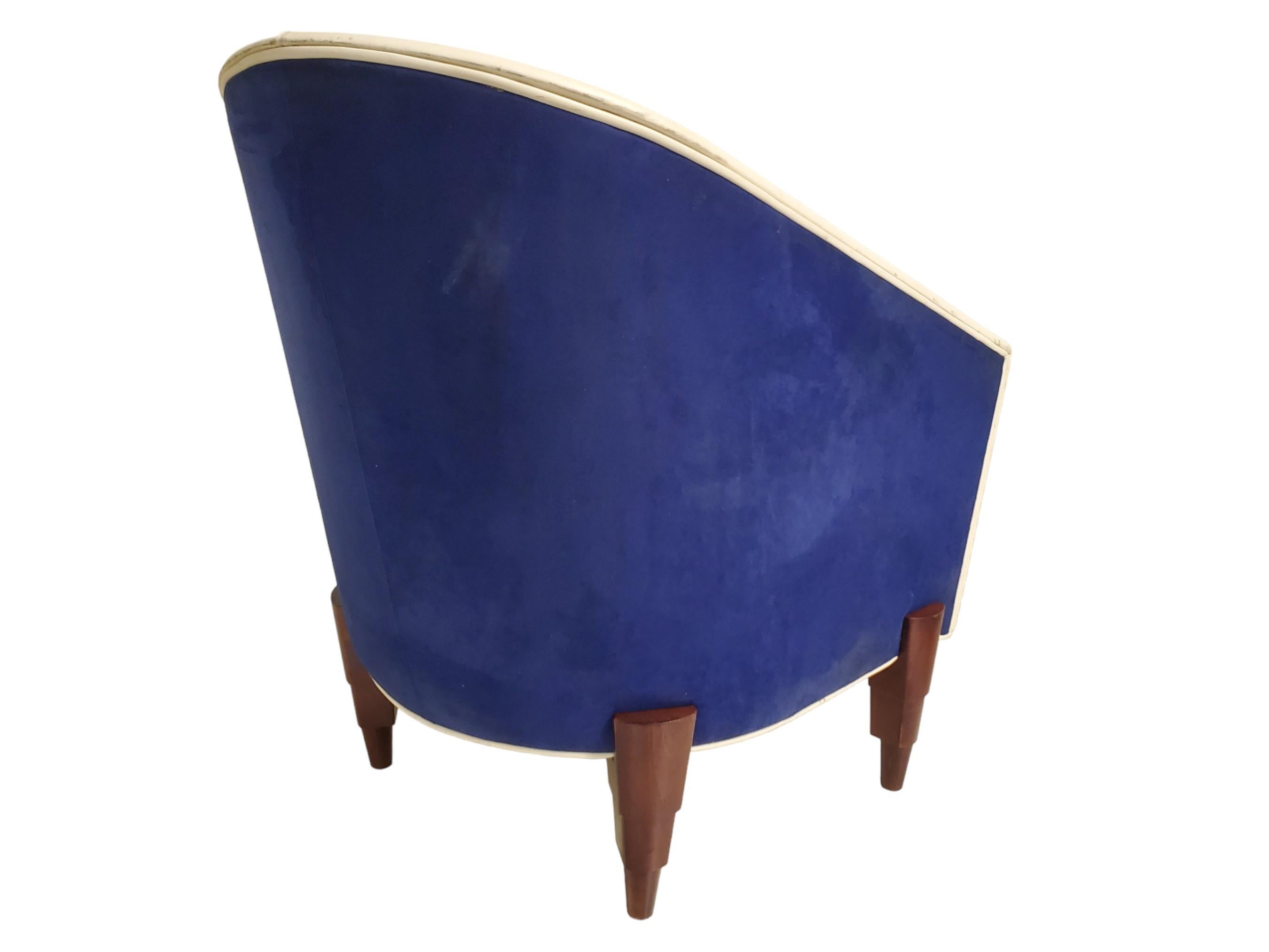 Leather An Italian 1960's Colber International suede + mohair club /arm / side chair For Sale