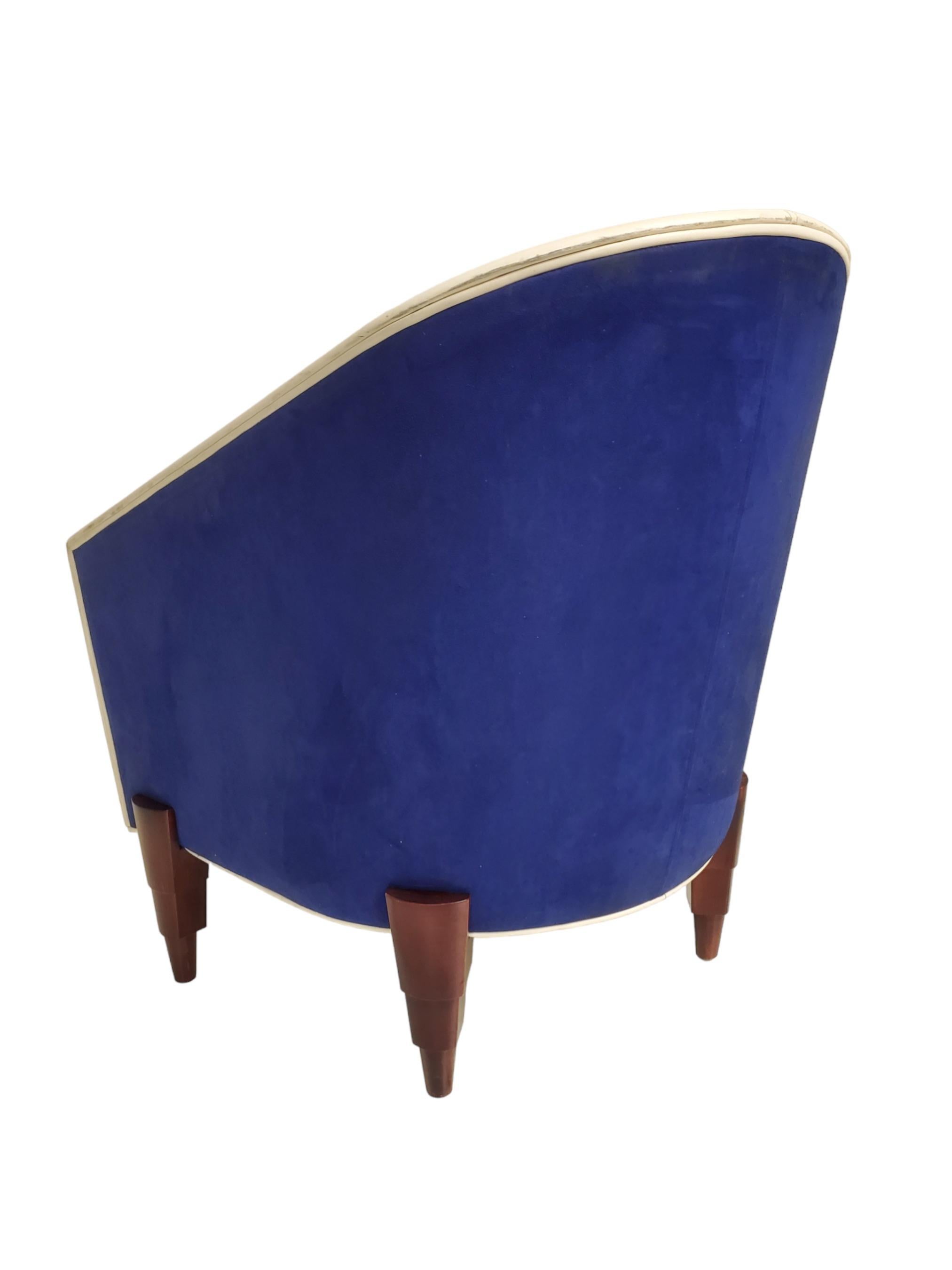 An Italian 1960's Colber International suede + mohair club /arm / side chair For Sale 1