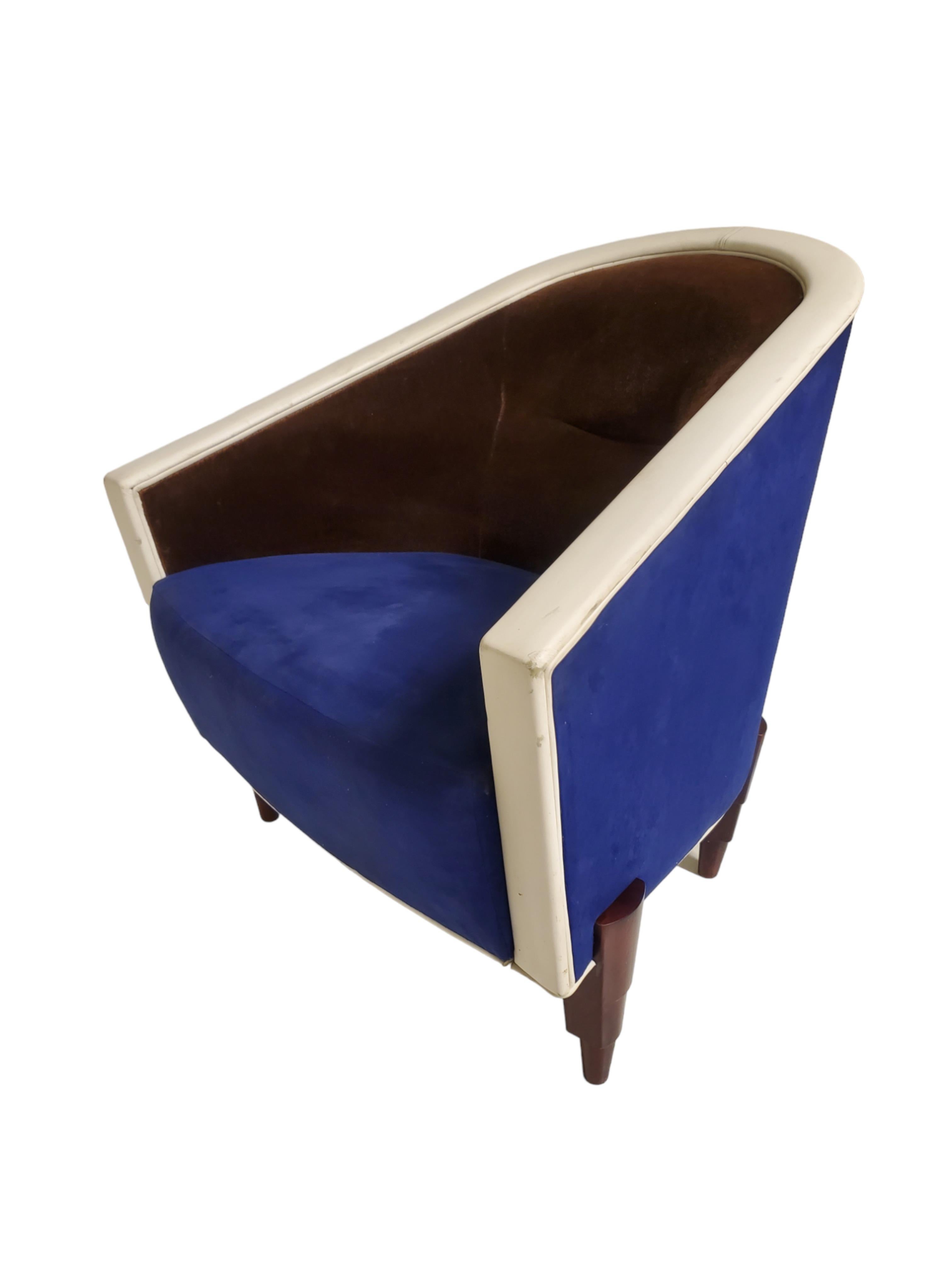 An Italian 1960's Colber International suede + mohair club /arm / side chair For Sale 1
