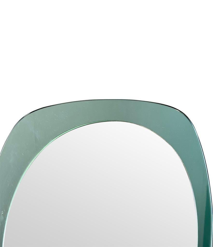 An Italian 1960s Cristal Arte oval mirror with mint green mirrored frame For Sale 9
