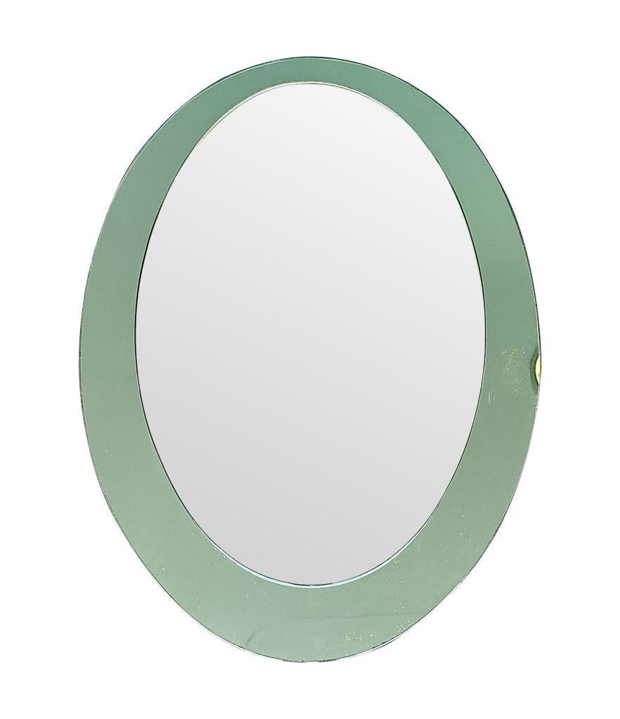 Miroir ovale italien Cristal Arte des années 1960 avec cadre en miroir vert menthe pastel. en vente 10