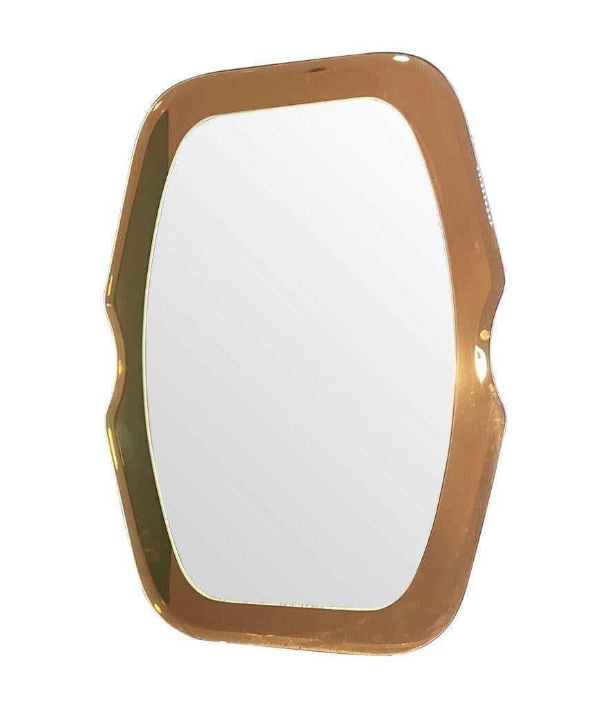 Mid-Century Modern Italian 1960s Shaped Cristal Arte Mirror with Rose Mirrored Surround Frame