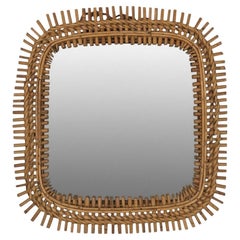 Specchio quadrato in canna di bambù di Franco Albini per Bonacina, anni '60.