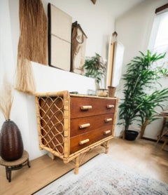 Eine italienische Kommode aus Bambus und Buchenholz aus den 1970er Jahren