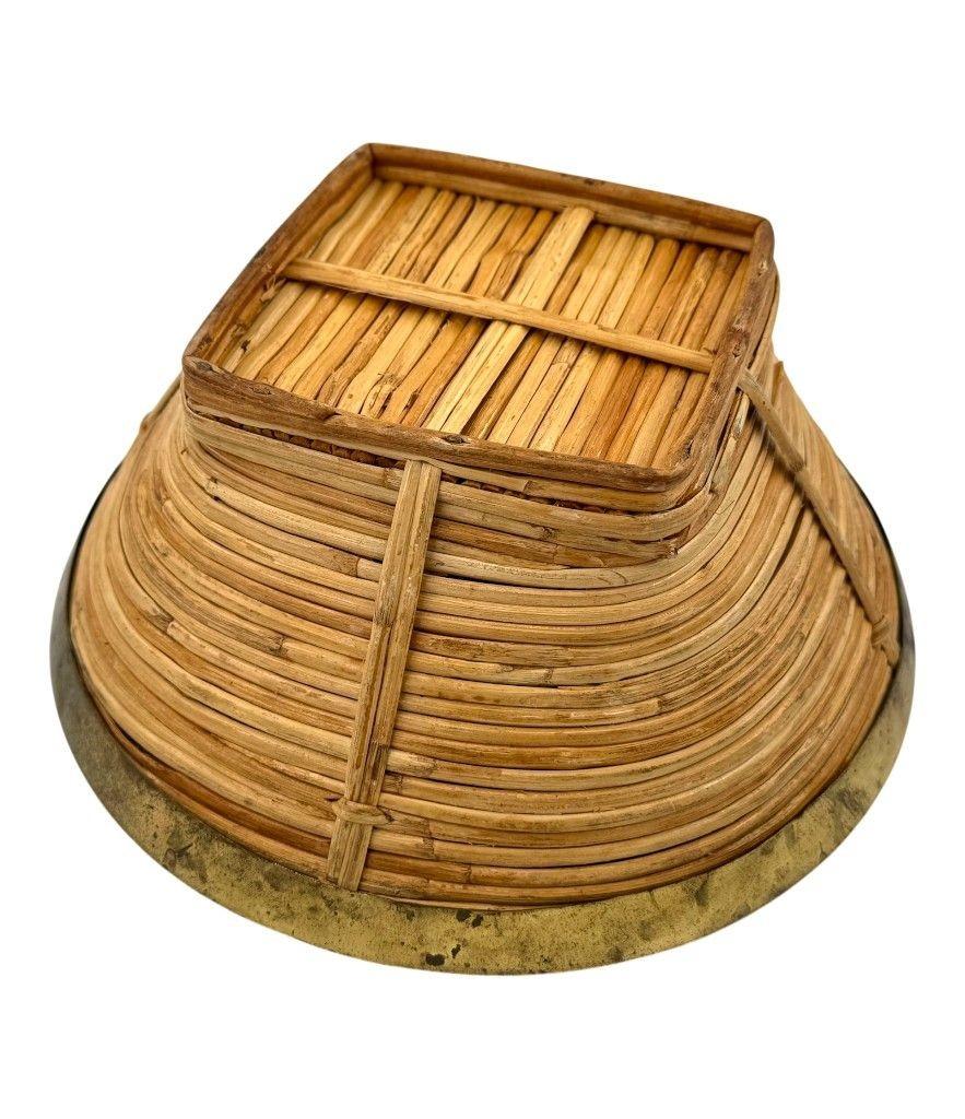 Fine XX secolo Una ciotola italiana in bambù e ottone degli anni '70 in vendita