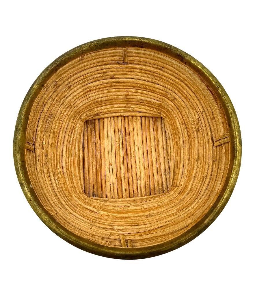 Ottone Una ciotola italiana in bambù e ottone degli anni '70 in vendita