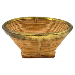 An Italian 1970s bamboo and brass bowl