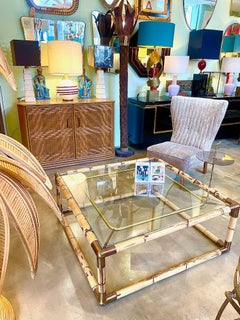 An Italian 1970s bamboo and brass coffee by Giovanni Banci for Banci Firenze