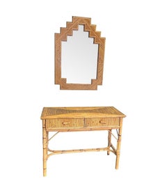 An Italian 1970s Bamboo console dressing table by Vivai Del Sud