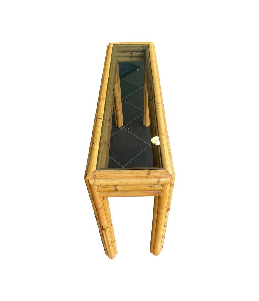 An Italian 1970s bamboo console with smoked glass attributed to Vivai Del Sud For Sale 1
