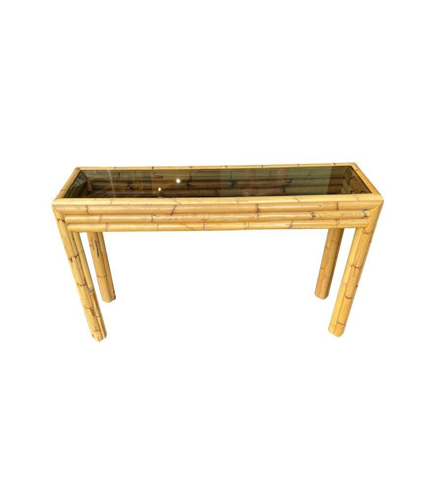 An Italian 1970s bamboo console with smoked glass attributed to Vivai Del Sud For Sale 2