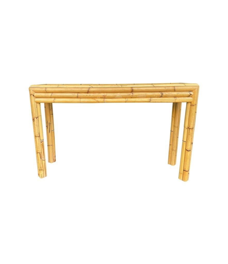 An Italian 1970s bamboo console with smoked glass attributed to Vivai Del Sud For Sale 4
