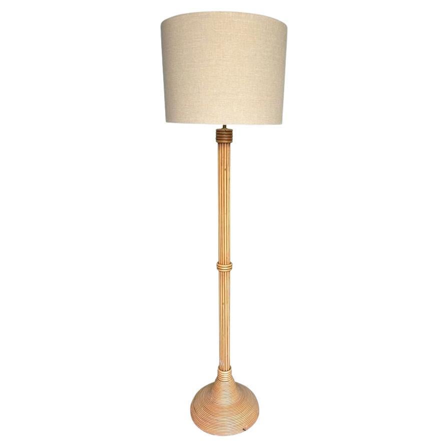 An Italian 1970s bamboo floor lamp