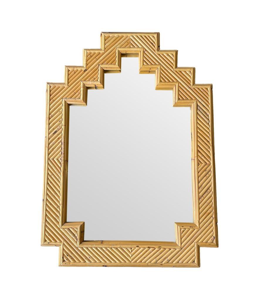 An Italian 1970s bamboo mirror by Vivai Del Sud with stepped top details For Sale 6