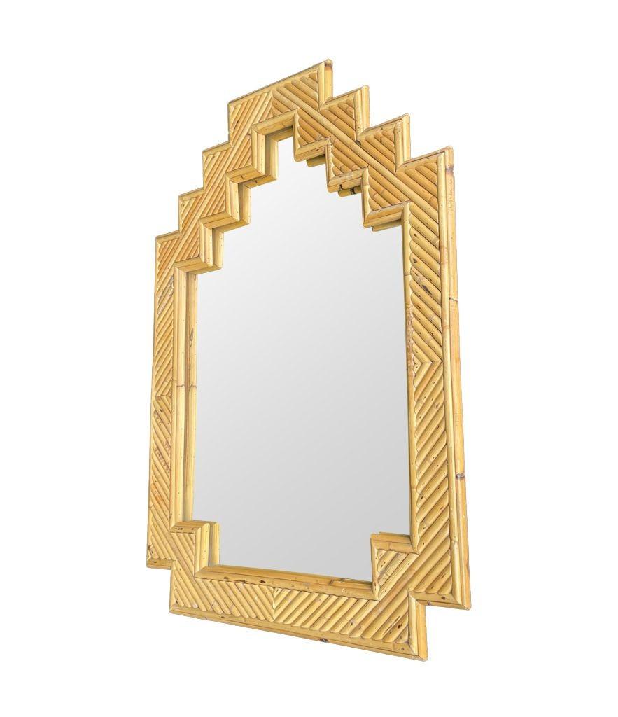 Bamboo An Italian 1970s bamboo mirror by Vivai Del Sud with stepped top details For Sale